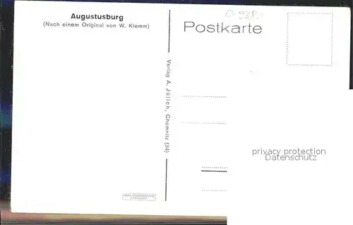 AK / Ansichtskarte Augustusburg Waldpartie Blick zum Schloss nach Original von W Klemm Kuenstlerkarte Kat. Augustusburg