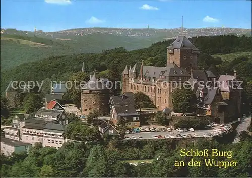 AK / Ansichtskarte Burg Wupper Schloss Wahrzeichen des Bergischen Landes Silhouette Remscheid Fliegeraufnahme Kat. Solingen