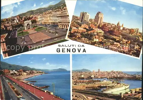 AK / Ansichtskarte Genova Genua Liguria Piazza della Vittoria Panorama Corso Italia Porto Kat. Genova
