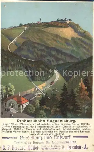 AK / Ansichtskarte Augustusburg Drahtseilbahn Schloss Kuenstlerkarte Kat. Augustusburg