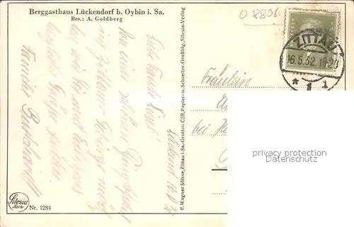 AK / Ansichtskarte Lueckendorf Berggasthaus Zittauer Gebirge Silesia Karte Nr 1284 Kat. Kurort Oybin