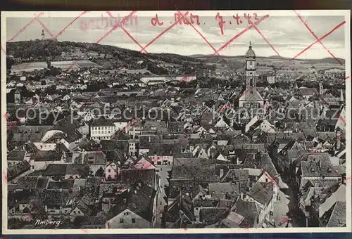AK / Ansichtskarte Amberg Oberpfalz Stadtbild mit Kirche Zensurstempel Kat. Amberg