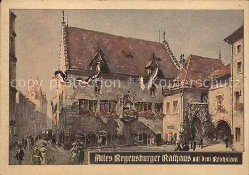 AK / Ansichtskarte Regensburg Altes Rathaus mit Reichssaal Prof. J. Haseneder Kuenstlerkarte Kat. Regensburg