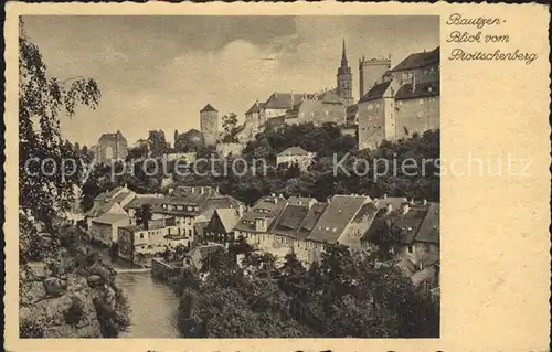 AK / Ansichtskarte Bautzen Blick vom Proitschenberg Altstadt Kirche Schloss Ortenburg Spree Kat. Bautzen