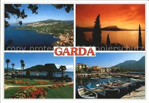 AK / Ansichtskarte Garda Panorama Gardasee Uferpromenade Hafen Sonnenuntergang Kat. Lago di Garda 