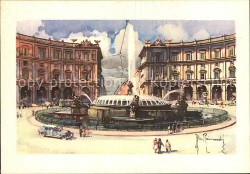 AK / Ansichtskarte Roma Rom Piazza Esedra Fontana Platz Brunnen Kuenstlerkarte Kat. 