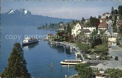 AK / Ansichtskarte Weggis LU Promenade Vierwaldstaettersee mit Pilatus Kat. Weggis