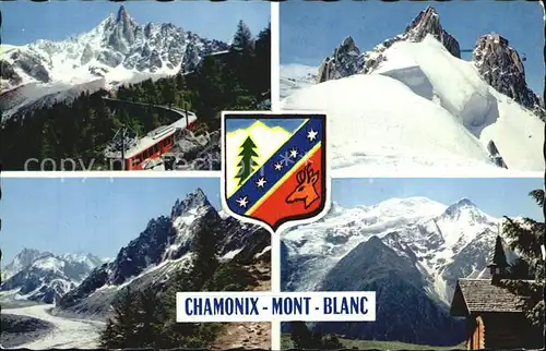 AK / Ansichtskarte Chamonix Chemin de fer du Montenvers Aiguille du Dru Teleferique Aiguille du Midi Mer de Glace Mont Blanc Aiguille du Gouter Kat. Chamonix Mont Blanc