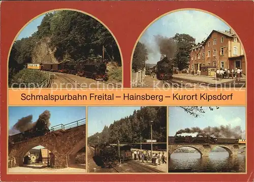 AK / Ansichtskarte Kipsdorf Schmalspurbahn Freital Hainsberg Kipsdorf Dampflokomotive Bruecke Viadukt Kat. Altenberg