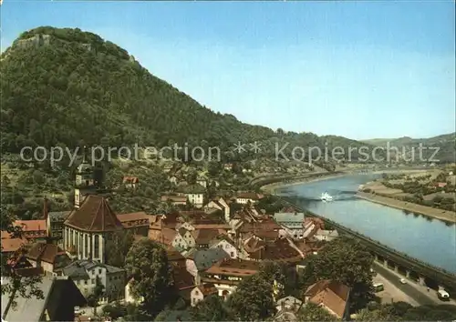 AK / Ansichtskarte Koenigstein Saechsische Schweiz Stadtbild mit Festung Elbe Kat. Koenigstein Saechsische Schweiz