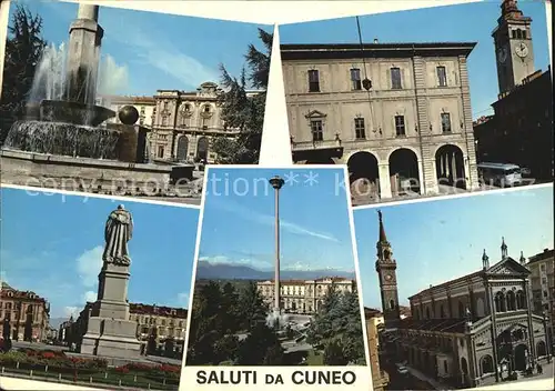 AK / Ansichtskarte Cuneo Piazza Stationi Fontana Piazza  Galimberti Stazione Chiesa San Croce Kat. Cuneo
