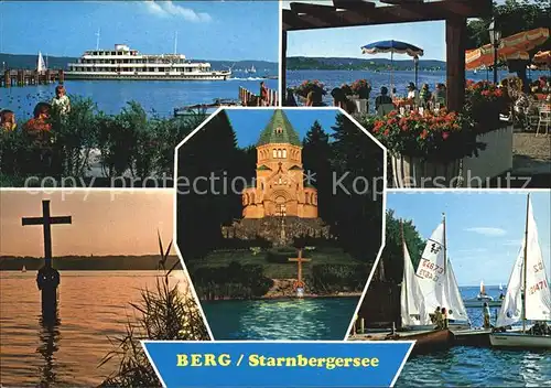 AK / Ansichtskarte Berg Starnberg Faehre Starnbergersee Kreuz Votivkapelle Seeterrasse Restaurant Segeln Kat. Berg