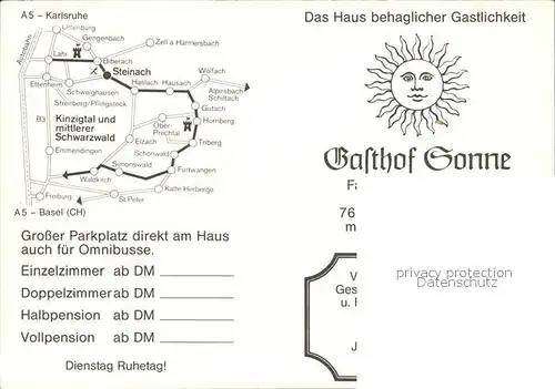 AK / Ansichtskarte Steinach Baden Gasthof Sonne Restaurant Kinzigtal Kat. Steinach Schwarzwald