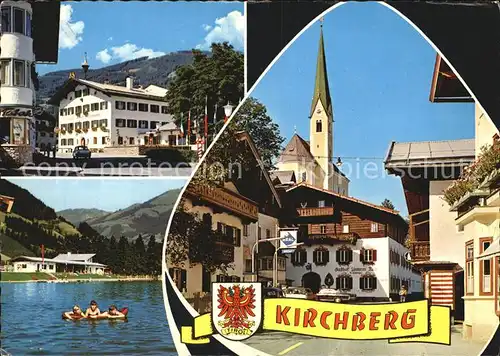 AK / Ansichtskarte Kirchberg Tirol Platz Hotel Restaurant Kirche Badesee Kat. Kirchberg in Tirol