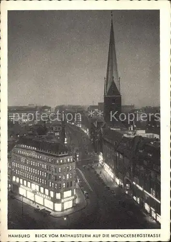 AK / Ansichtskarte Hamburg Blick vom Rathausturm Moenckebergstrasse Nachtaufnahme Kat. Hamburg