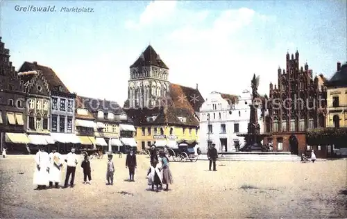 AK / Ansichtskarte Greifswald Marktplatz historische Ansicht Museum der Hansestadt Repro