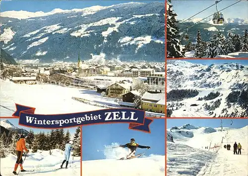 AK / Ansichtskarte Zell Ziller Tirol Winterpanorama Alpen Langlauf Skifahrer Seilbahn Kat. Zell am Ziller