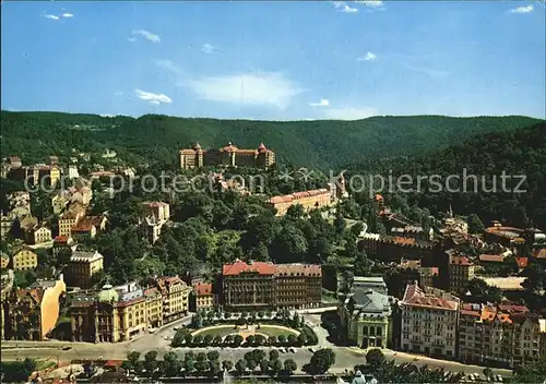 AK / Ansichtskarte Karlovy Vary Blick auf das Heilbad ueber den Fluss Tepla Hotel Imperial Kat. Karlovy Vary Karlsbad