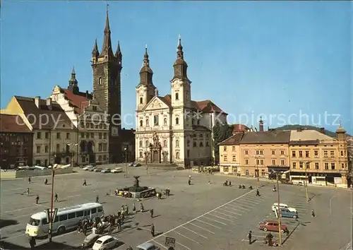 AK / Ansichtskarte Klatovy Namesti miru Friedensplatz Jesuitenkirche Schwarzer Turm Kat. Klatovy