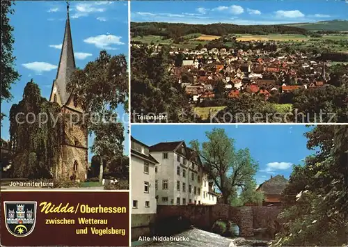 AK / Ansichtskarte Nidda Johanniterturm Panorama Alte Niddabruecke Kat. Nidda