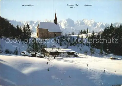 AK / Ansichtskarte Schleching Streichenkapelle mit Kaisergebirge Kat. Schleching