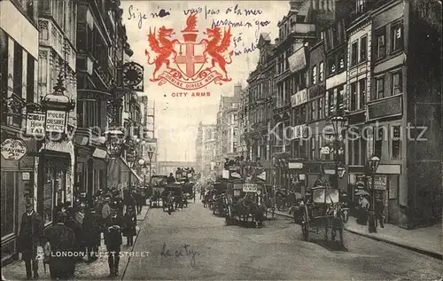 AK / Ansichtskarte London Fleet Street Traffic Pferdedroschken Wappen Kat. City of London