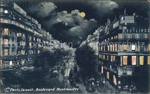 AK / Ansichtskarte Paris Boulevard Montmartre la nuit au clair de lune Kat. Paris