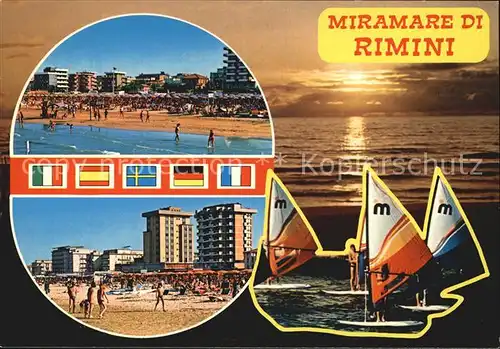 AK / Ansichtskarte Miramare di Rimini  Strand Hotels Sonnenuntergang am Meer Windsurfen Riviera Adriatica Kat. Rimini