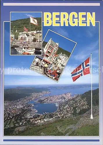 AK / Ansichtskarte Bergen Norwegen Hafen Markt Panorama Kat. Norwegen