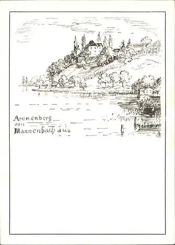 AK / Ansichtskarte Arenenberg Blick von Mannenbach aus Kuenstlerkarte