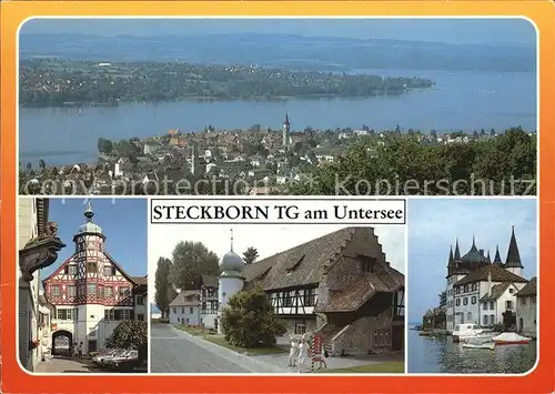 AK / Ansichtskarte Steckborn Untersee Panorama Bodensee Ortsansichten Schloss Einladung Gewerbefest