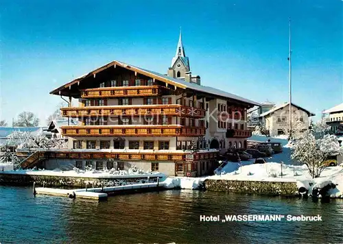 AK / Ansichtskarte Seebruck Chiemsee Hotel Cafe Wassermann Winter Kat. Seeon Seebruck