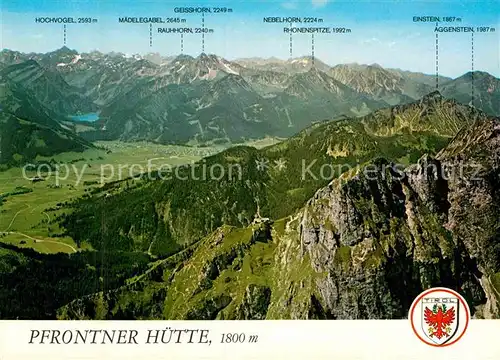 AK / Ansichtskarte Graen Tirol Pfrontner Huette am Aggenstein Alpenpanorama Fliegeraufnahme Kat. Graen