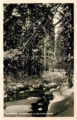 AK / Ansichtskarte Elend Harz Waldpartie im Elendstal an der kalten Bode Winterlandschaft Kat. Elend Harz