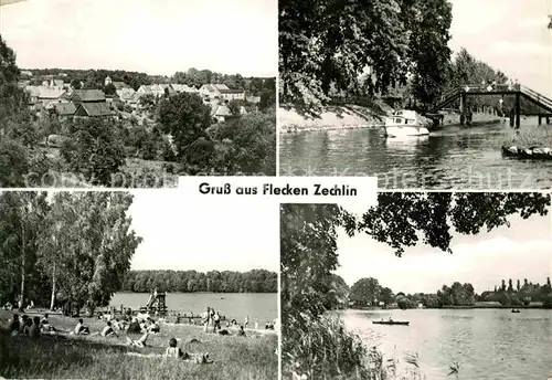 AK / Ansichtskarte Flecken Zechlin Teilansichten Kanal Badestrand Schwarzer See Kat. Rheinsberg