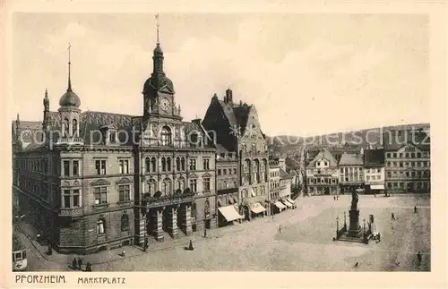 AK / Ansichtskarte Pforzheim Marktplatz Rathaus Denkmal Kat. Pforzheim