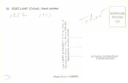 AK / Ansichtskarte Tschad Tchad Fort Lamy Boeuf Porteur Kat. Tschad