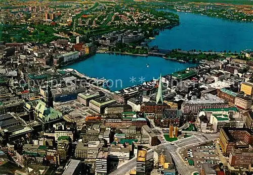 AK / Ansichtskarte Hamburg City mit Binnenalster und Aussenalster Fliegeraufnahme Kat. Hamburg