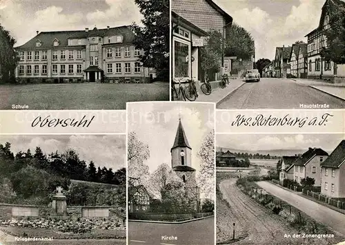 AK / Ansichtskarte Obersuhl Schule Kriegerdenkmal Hauptstrasse Kirche Zonengrenze Kat. Wildeck