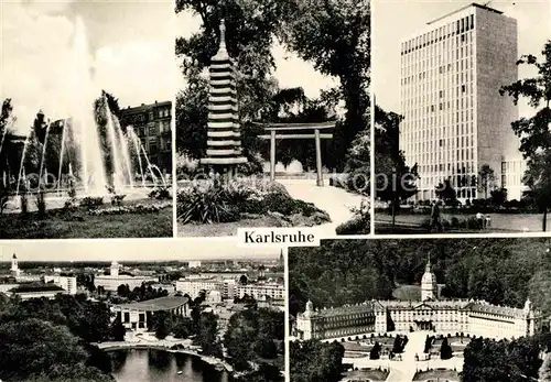 AK / Ansichtskarte Karlsruhe Baden Wasserspiele Stadtgarten KLV Hochhaus Schloss Stadtgartensee
