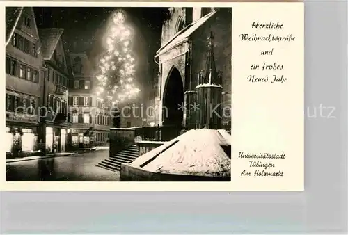 AK / Ansichtskarte Glueckwunsch Tuebingen Holzmarkt Weihnachten Schnee Kat. Greetings