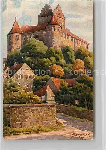 AK / Ansichtskarte Meersburg Bodensee Kuenstlerkarte Marschall Schloss Kat. Meersburg