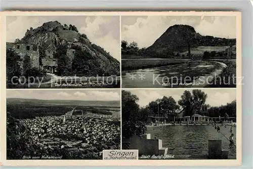 AK / Ansichtskarte Singen Hohentwiel Aach Flussbad Ruine Kat. Singen (Hohentwiel)