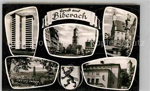 AK / Ansichtskarte Biberach Riss Hochhaus Marktplatz Brunnen Weisser Turm Kat. Biberach an der Riss