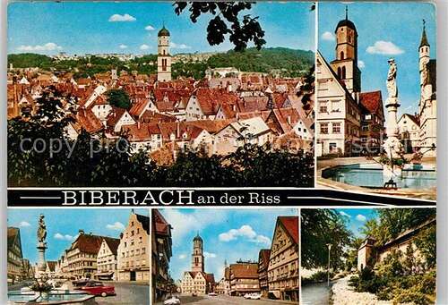 AK / Ansichtskarte Biberach Riss Stadtpfarrkirche Marktplatz ...