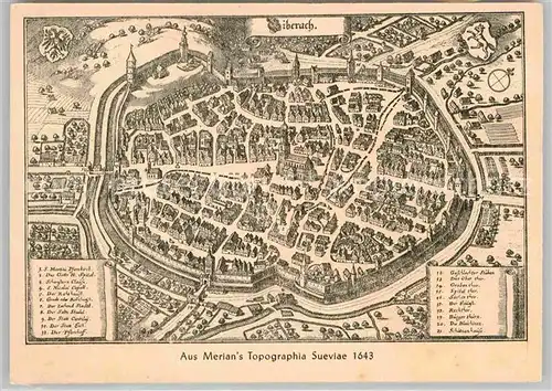 AK / Ansichtskarte Biberach Riss Topografische Karte Kat. Biberach an der Riss