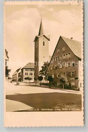 AK / Ansichtskarte Schwenningen Neckar Schulhaeuser Evangelische Kirche Rathaus Kat. Villingen Schwenningen