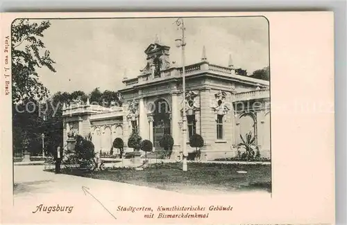 AK / Ansichtskarte Augsburg Stadtgarten Kunsthistorisches Gebaeude Bismarckdenkmal Kat. Augsburg