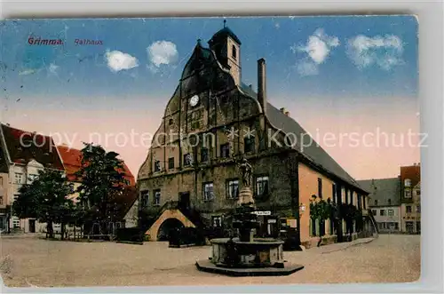 AK / Ansichtskarte Grimma Rathaus Brunnen Kat. Grimma