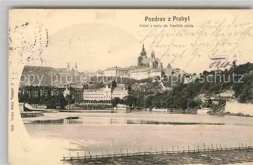AK / Ansichtskarte Prag Prahy Prague Pohled s mostu cis. Frantiska Josefa Prager Burg Moldau Kat. Praha